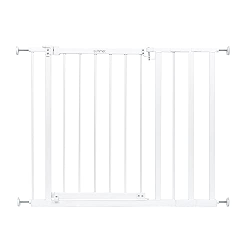 Summer Infant Everywhere Extra Wide Walk-Thru Safety Pet and Baby Gate - White Metal, Pressure or Hardware Mounted, Door