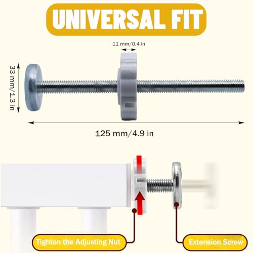 Universal Baby Gate Threaded Spindle Rod, Baby Gate Wall Protector, M8 (8mm) Replacement Bolt Part for Baby & Pet Safety